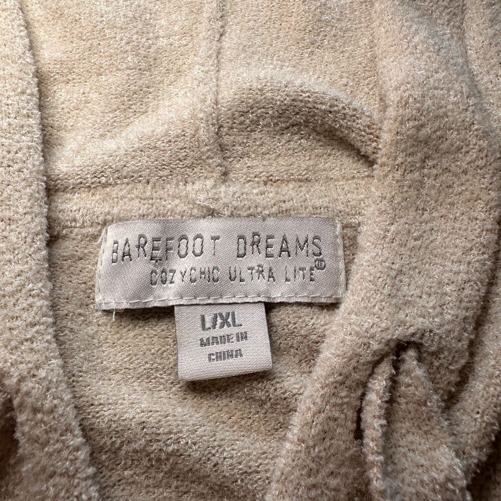 Barefoot Dreams Cozychic Ultra Lite Short Sleeve Zip Up‎ Hoodie Almond Size L/XL - Picture 2 of 8